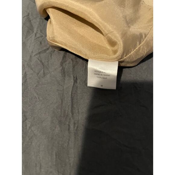 Cynthia Vincent 100% Silk Dress Size M – Scoop Back Print Top Red Waist Beige - Picture 4 of 7